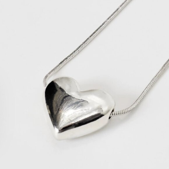 NWT 925 Sterling Silver Bubble Heart Necklace with Chain - Picture 3 of 5